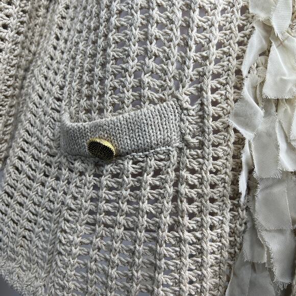 Chicos Size 2 Large Brown Hook Eye Loose Knit Cardigan Sweater 3/4 Sleeve - Picture 3 of 6